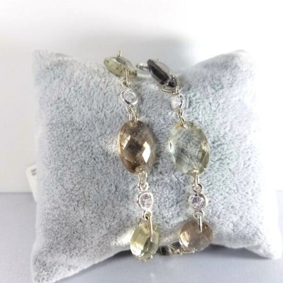 Anne Klein Faceted Bead Bracelet Silver Tone Rhinestone Toggle Clasp NWT - Picture 2 of 10